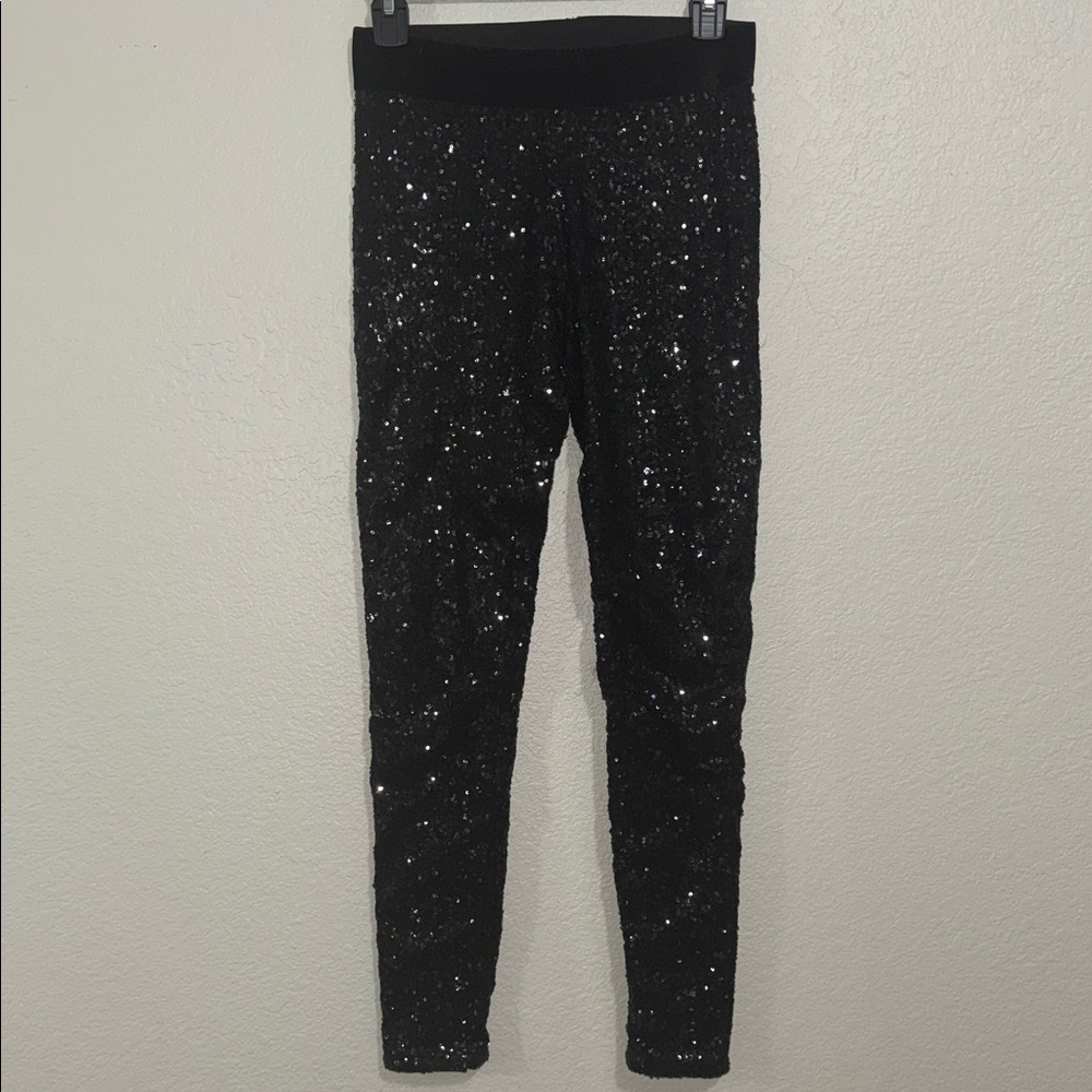 bebe Glittery Black Kids Leggings